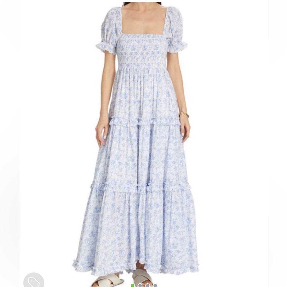 Caroline Constas  Blue Toile Maxi Dress